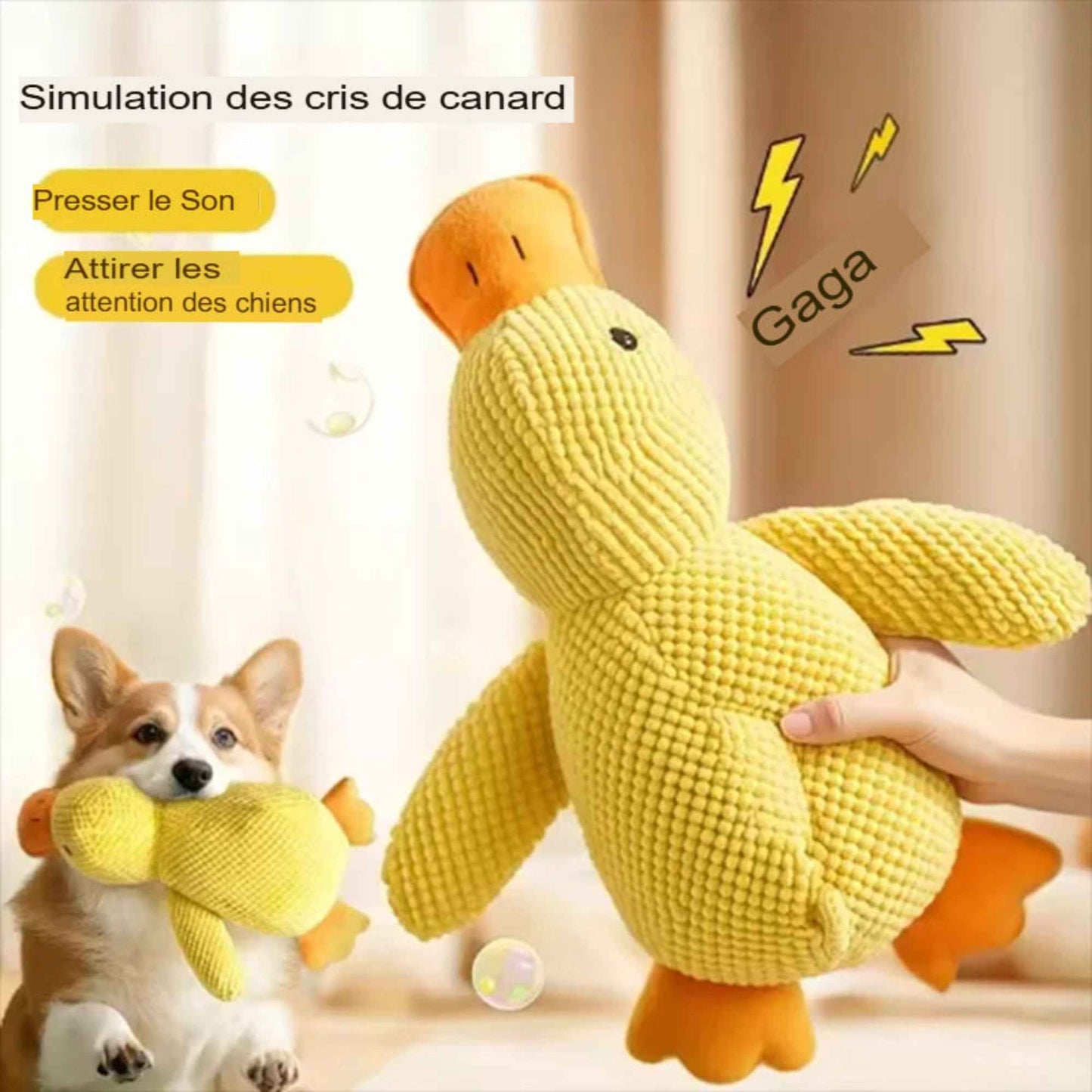 Jouet canard jaune pour chien et chat – Peluche interactive anti-ennui | Jouet souple pour animaux de compagnie