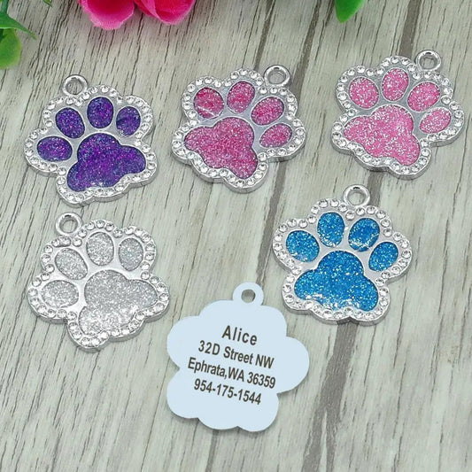 Médaille personnalisée avec strass pour chien et chat – Nom gravé