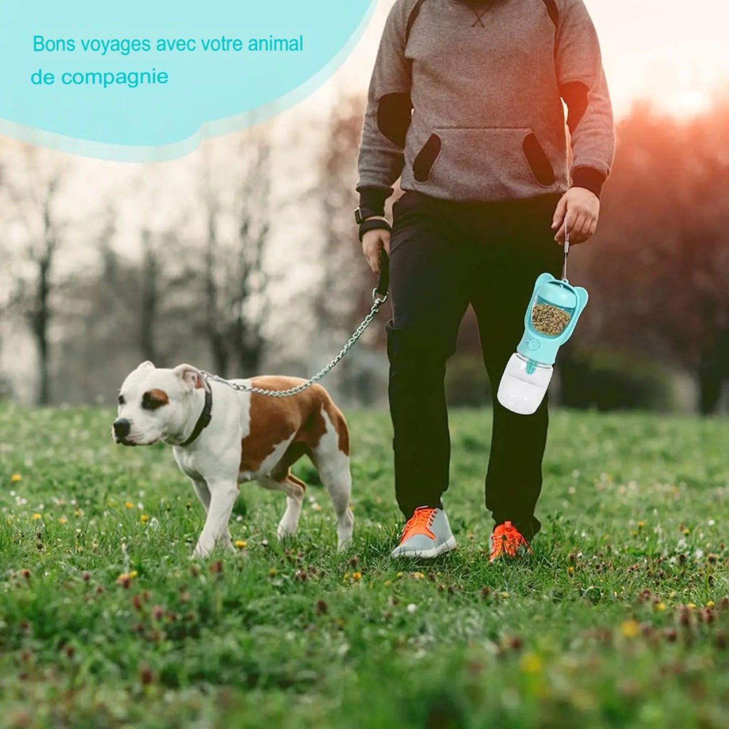 Distributeur d’eau portable pour chien – Bouteille anti-fuite avec gamelle intégrée - Le Panier du Chien