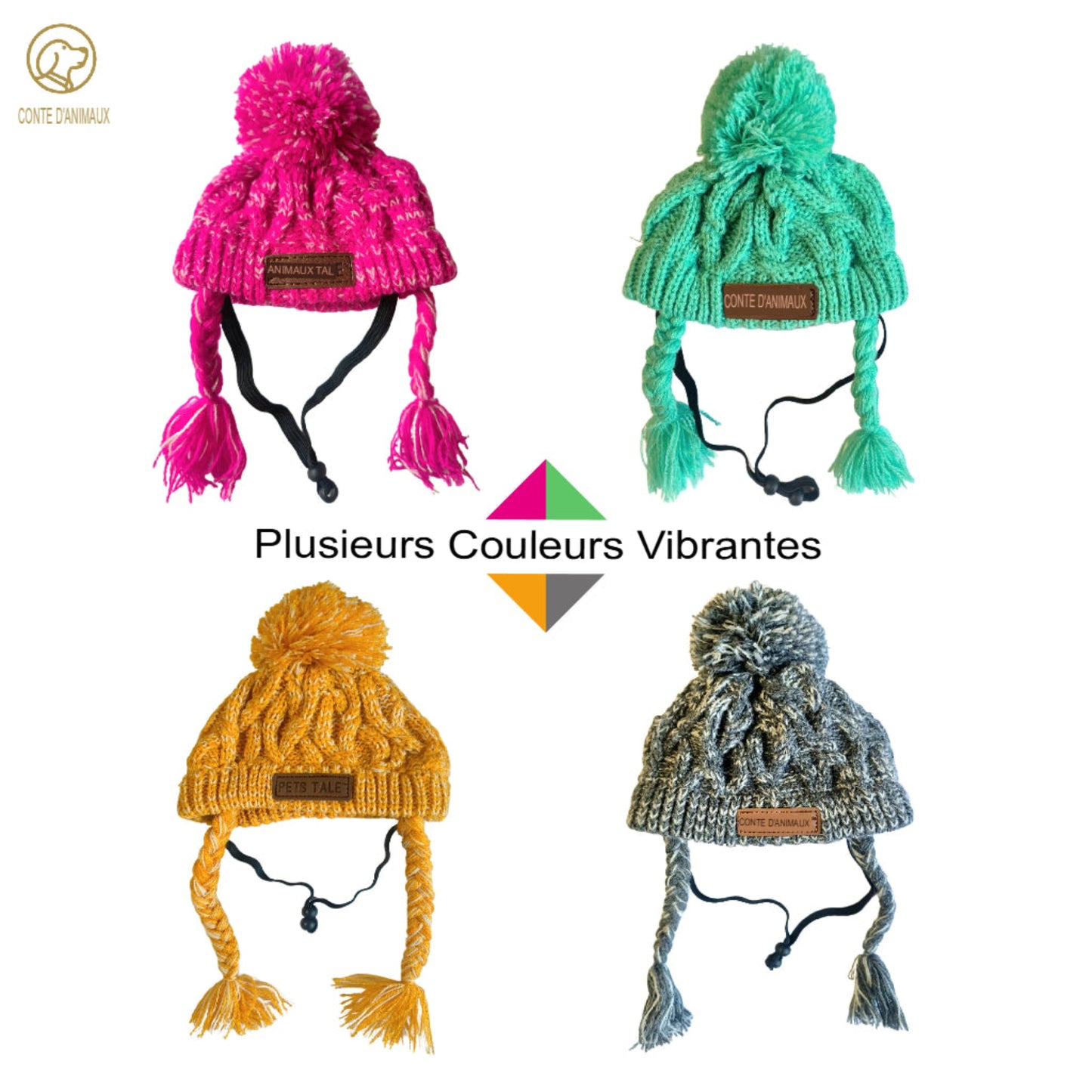 Chapeau d’hiver tricoté chaud et coupe-vent pour chien, bonnet doux pour protéger tête et oreilles