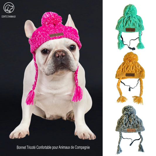 Chapeau d’hiver tricoté chaud et coupe-vent pour chien, bonnet doux pour protéger tête et oreilles