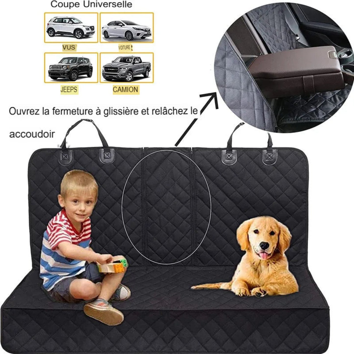 Housse de siège arrière pour chien – Imperméable, antidérapante et universelle pour voiture - Le Panier du Chien