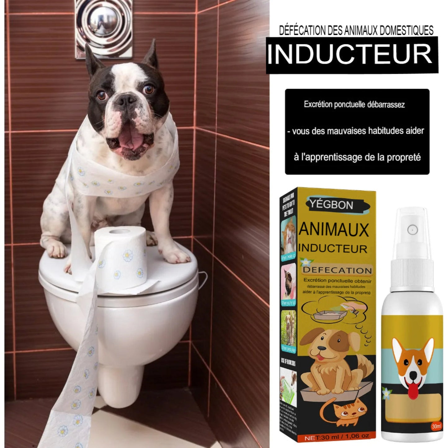 Inducteur de défécation PupMED pour chiens et chats, pot d'entraînement facile