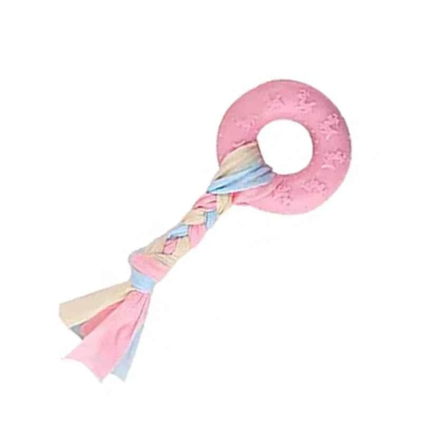 jouet à mâcher pour chien os en caoutchouc rose interactif