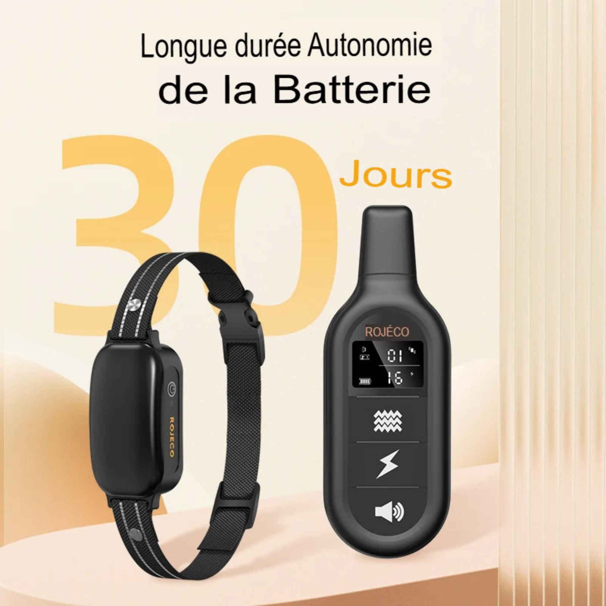 ROJECO collier de dressage électrique chien – Télécommande numérique, vibrations, mode choc, étanche IPX7, anti-aboiement