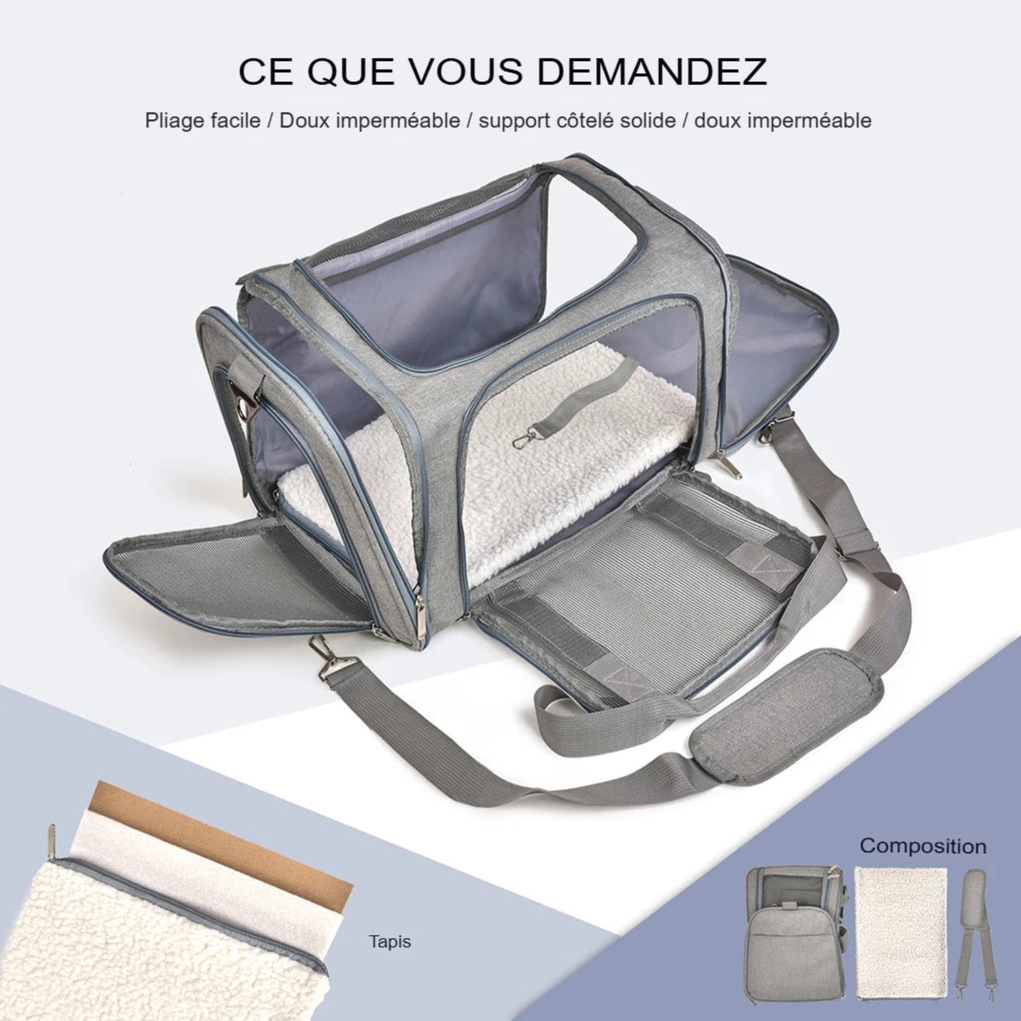 Sac de transport pour chien et chat – Voyage, avion, polyester renforcé - Le Panier du Chien