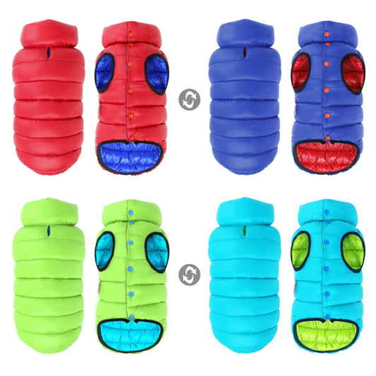 Veste réversible imperméable pour chien, manteau chaud 3 couches hiver